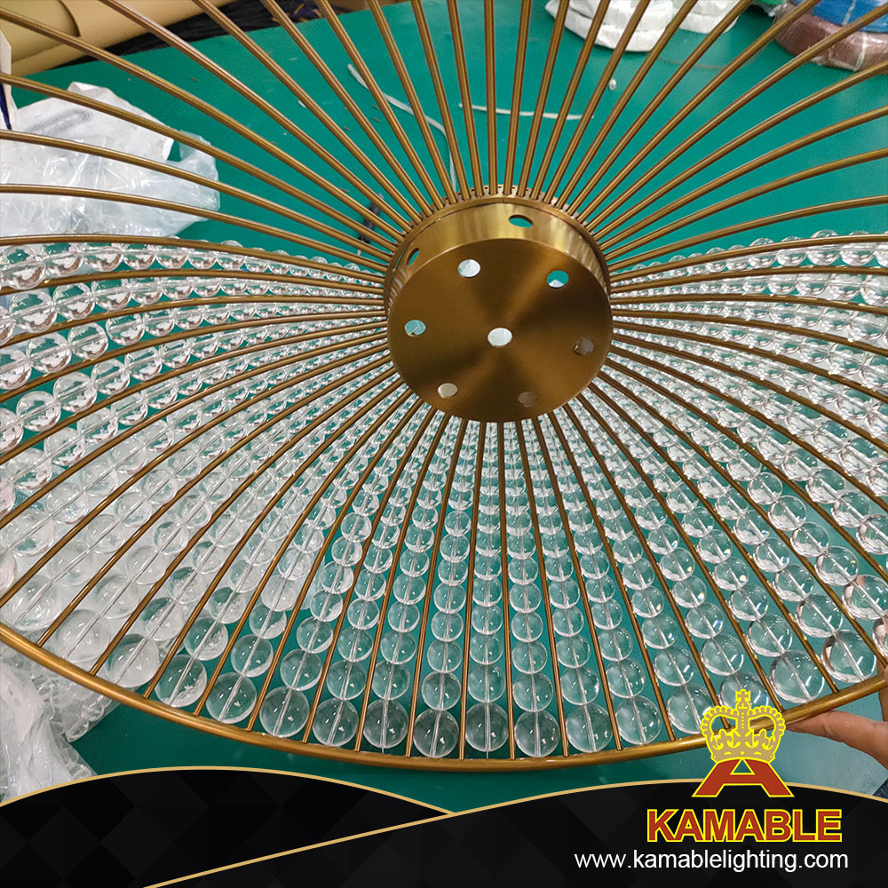Half Round Brass Luxury Glass Beads Ceiling Lamp in Entrance(KIB-16P)