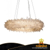 Luxury Circle Polished Nickel Natural Crystal Pendant Lamp in Palace (2120D80)