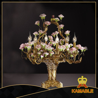 Elegant Classical Flower Decoration Brass Table Lamp (KAMT0907-6)