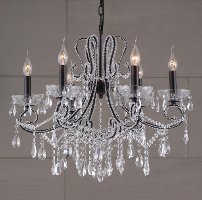 Magnificent Style Indoor Decorative Painted Chandelier(5033-6L Clear+pink)