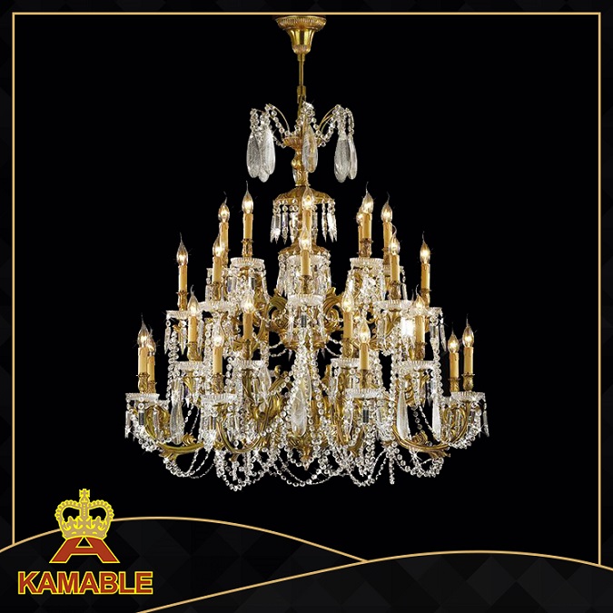 Hotel Lobby Crystal Pendant Chandelier, Crystal Candle Chandelier Standard Size