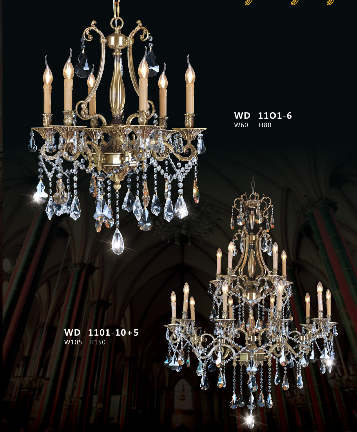 Hotel Project Brass with Crystal Classical Pendant Chandelier(WD1101-6)