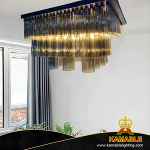 Modern Luxury Glass Clear Metal Hotel Palace Project Ceiling Lamp (KYZ-01C)
