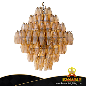 Fashion Trendy Amber Shining Decorative Hot Villa Glass Chandelier (KP1595P-12A)