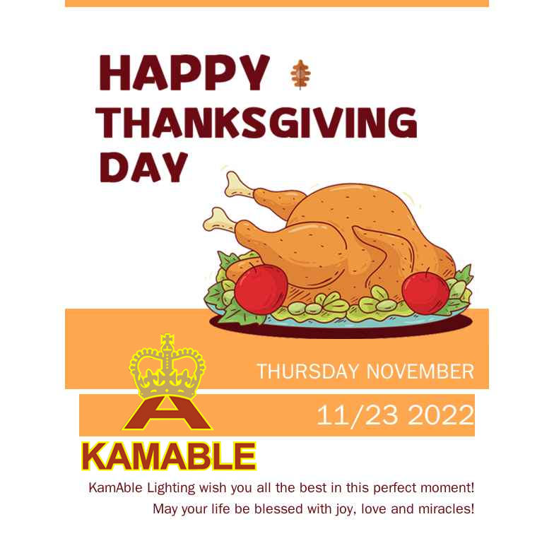 Happy Thanks Giving Day--Best Wishes From KamAble Lighting