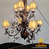 Anqtiue Retro Cast Iron Crystal Hanging Brass Decorative Villa Chandelier(KIA-110C)