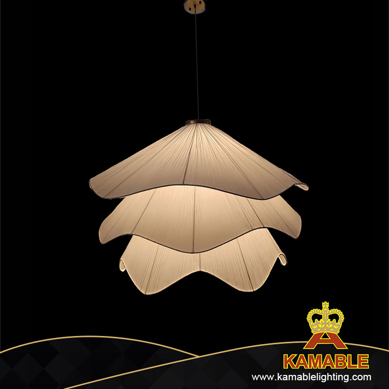 Big Decorative Silk Fabric Off-white Indoor Hallway Gallery Pendant Light (KIA-109P)