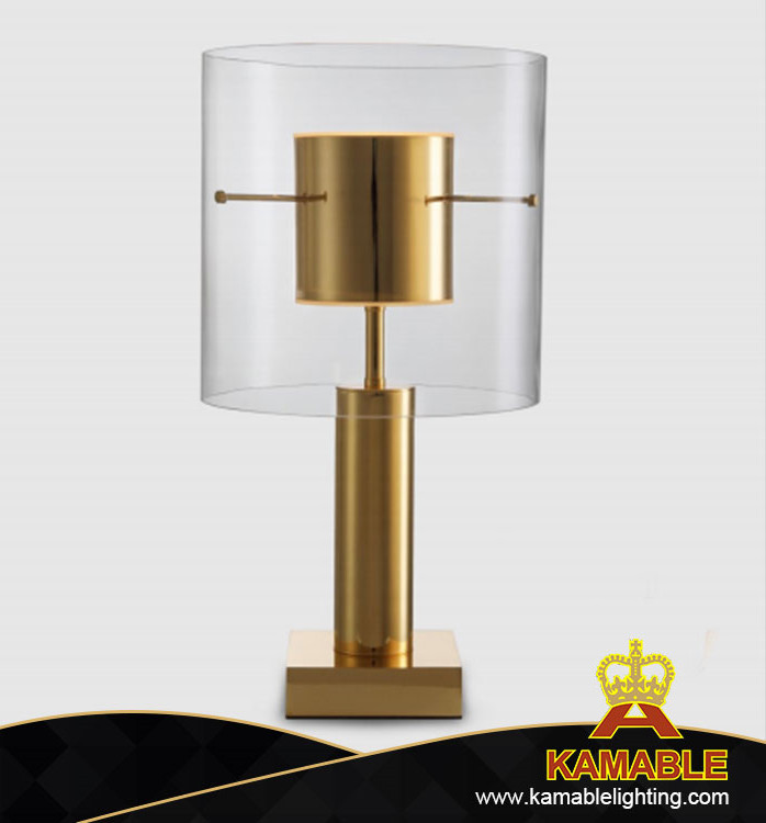 Simple Fashion Style Glass Circle Gold Steel Indoor Table Lamp (MT80528-1-300)