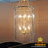 European Style Cage Clear Glass Brass Pendant Light in Hall (1719D49)