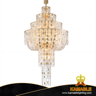 Beautiful Linked Glass Metal Gold Square Chain Lobby Chandelier (MD80200-1100)