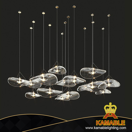 Simple Modern Light Amber Clear Plate Glass Villa Stair Chandelier (KIZ-81C)