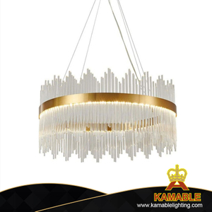 Classical Elegant Glass Rods Gold Metal Ring Pendant Light in Villa (UR805M)
