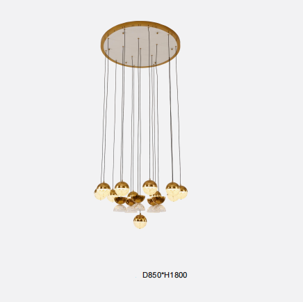 Special design Luxury Style Gold Finish Metal Glass Chandelier(KJ8110)