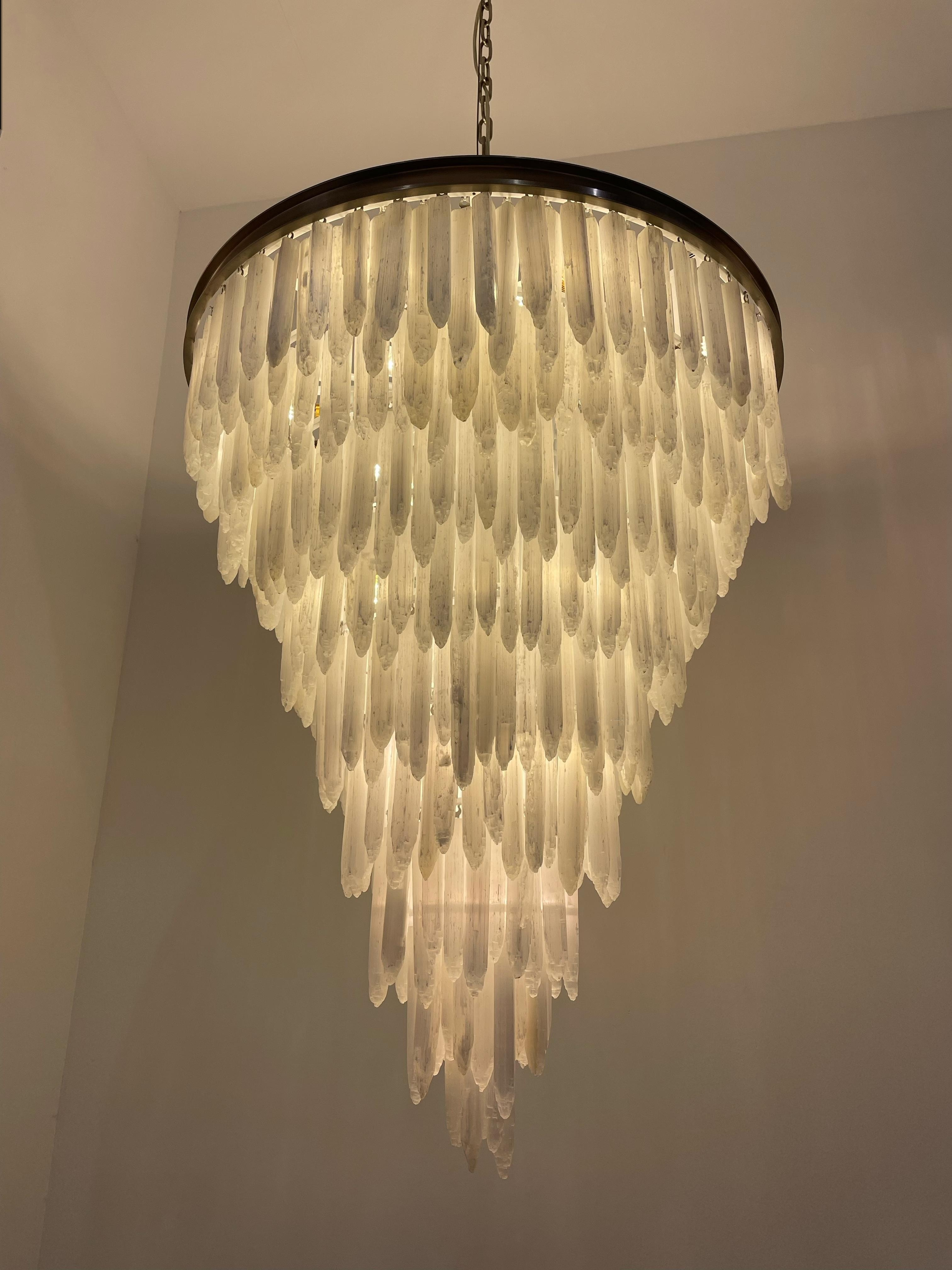 Natural crystal store chandelier