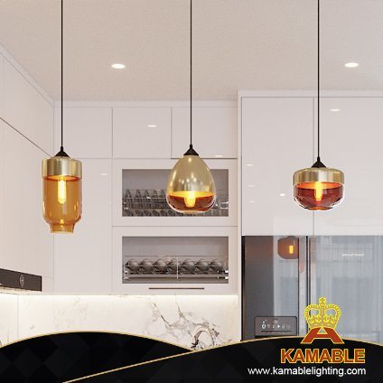 Dining Room Pendant Lamp Glass Golden Pendant Lamp (P0032)