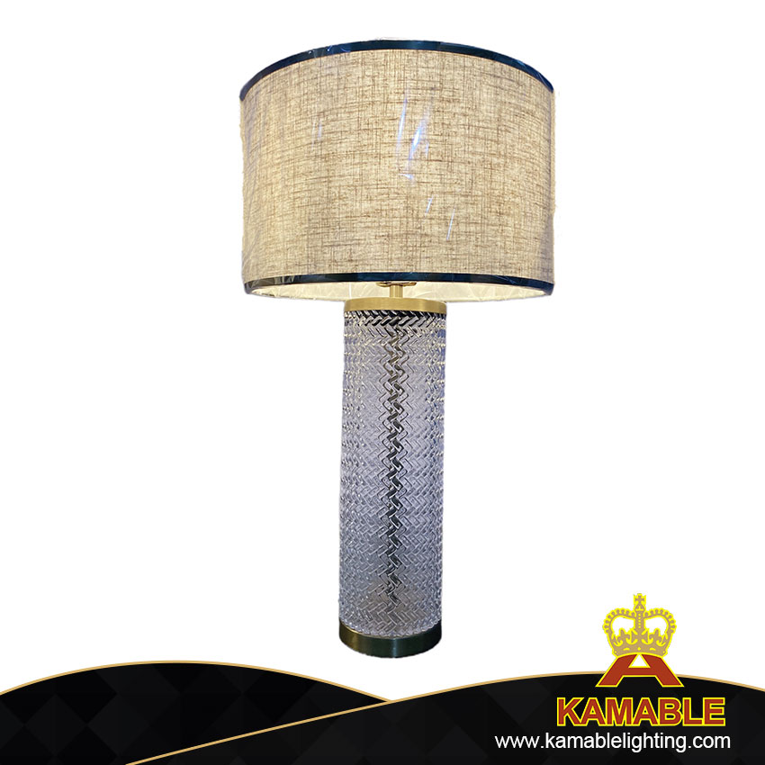 Traditional Style Exquisite White Fabrice Clear Glass Table Lamp (KJZ03)