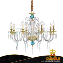 Transitional Comtemporary Indoor Decorative Villa Blue Golden Glass Chandelier (MD66010-8)