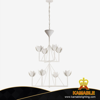 Special Design Dining Room Iron Flower Chandelier in White Finish (KIA-05C)