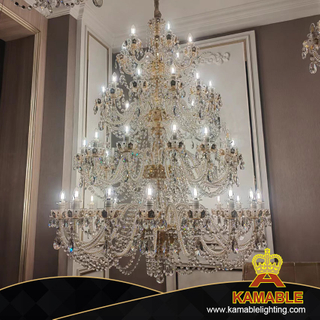 Deluxe Golden Shinning Crystal Metal European Palace Hotel Big Chandelier (MD9859-50)