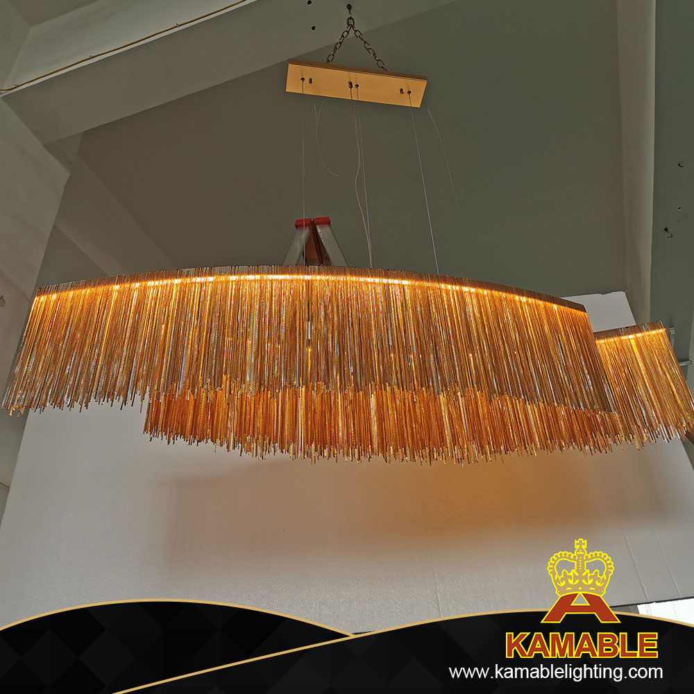 Lobby Luxury Custom Aluminum Chain Chandelier Pendant Lighting in Villa (KIA-18P) 