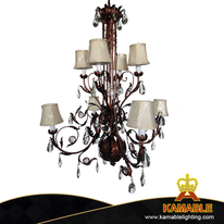 Anqtiue Retro Cast Iron Crystal Hanging Brass Decorative Villa Chandelier(KIA-110C)