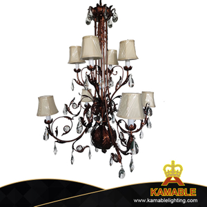 Anqtiue Retro Cast Iron Crystal Hanging Brass Decorative Villa Chandelier(KIA-110C)