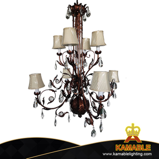 Anqtiue Retro Cast Iron Crystal Hanging Brass Decorative Villa Chandelier(KIA-110C)