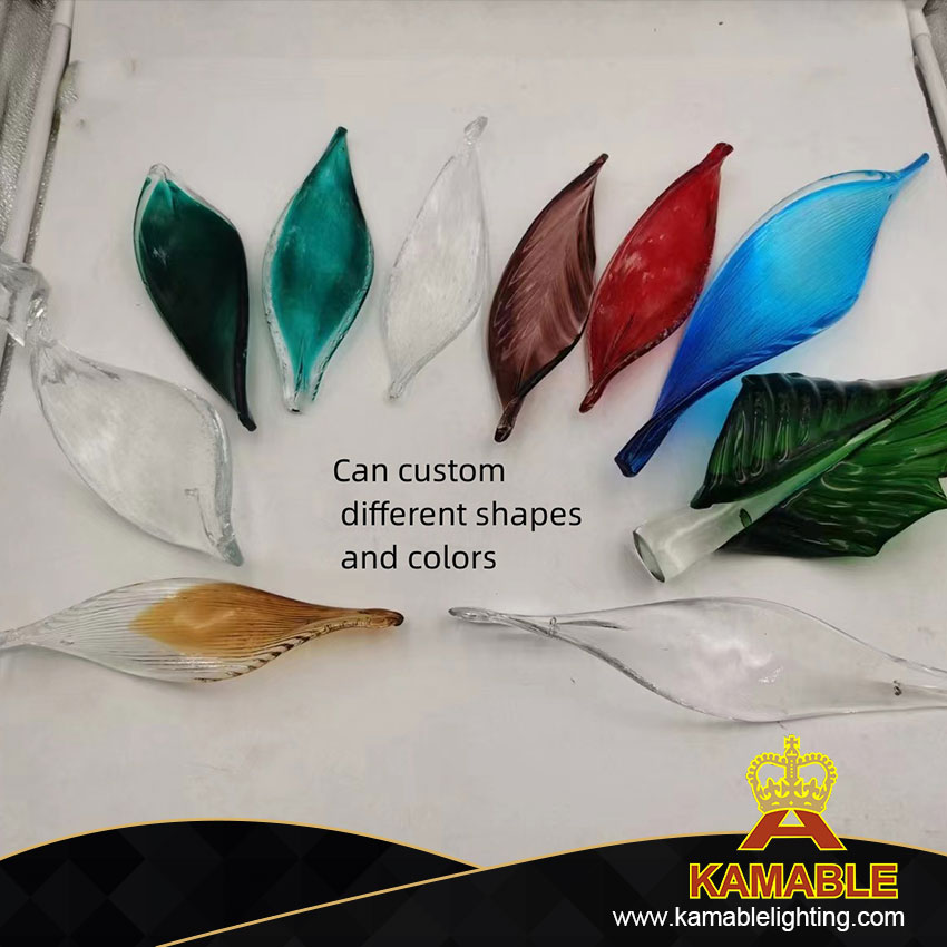Project Custom Made Modern Colorful Glass Leaves Chandelier in Hall (KIA-57C)
