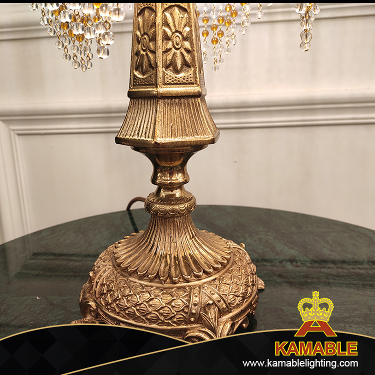 Bedside Hotel Degsign Antique Brass Crystal Table Lamp (FT-0612-2)