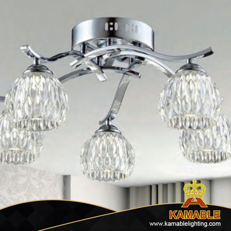 Indoor Room Elegant Design Crystal Chrome Ceiling Light (KC10885-5B)