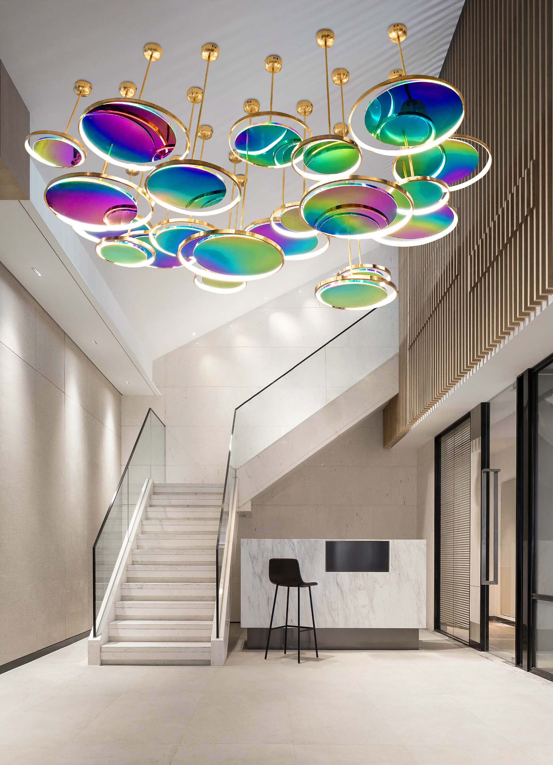 Interior Round Colorful Stainless Steel Store Salon LED Pendant Lamp (KD91256-D60)