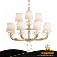 Luxury Villa Antique Brass Glass Crystal Chandelier in Lobby (KIB-09C)
