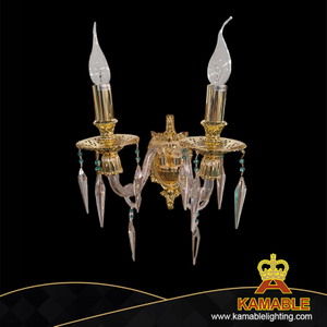 Luxury Style Delicate Custom Crystal Golden Metal Hotel Wall Light (MD66010-W)