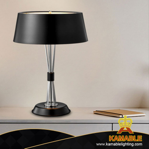 Elegant Style Bedroom Black White Metal Table Light (MT21393-3-350)
