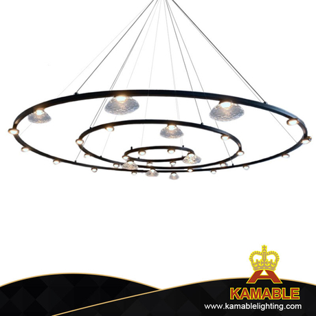 Attrative Custom Ring Black Clear Glass Living Room Pendant Light (KYA-13P)