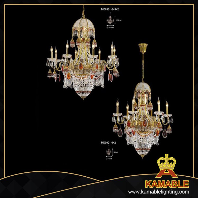 Beautiful Brass with Crystal Luxury Chandelier (MD09018+4+4+4)