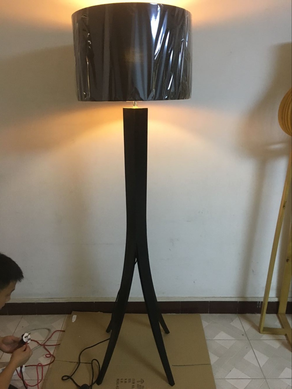 Contemporary Wood PVC Floor Lamp for Living Room (1093F)