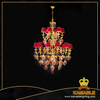 Golden Brass Red Lamp Shade Candle Chandelier (MD0925-12+6A)