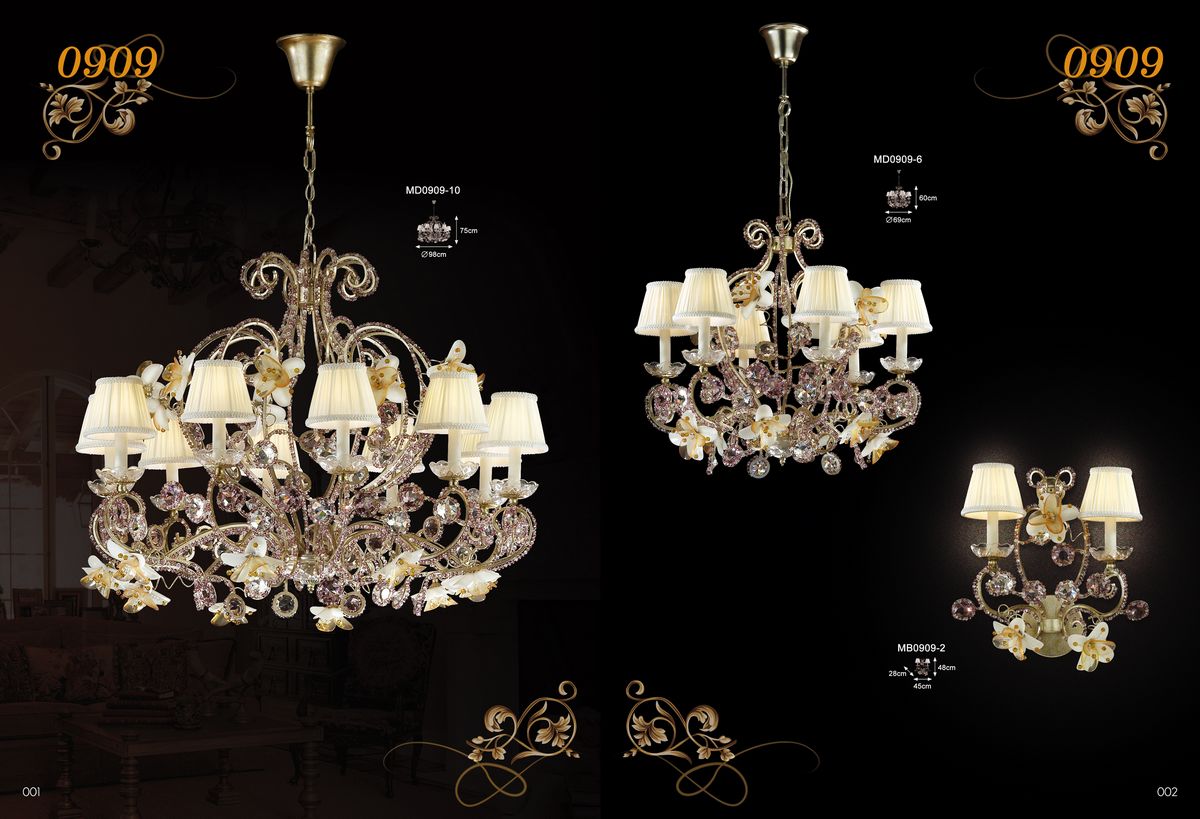 Hotel project Brass with crystal candle chandelier (MD0909-10)