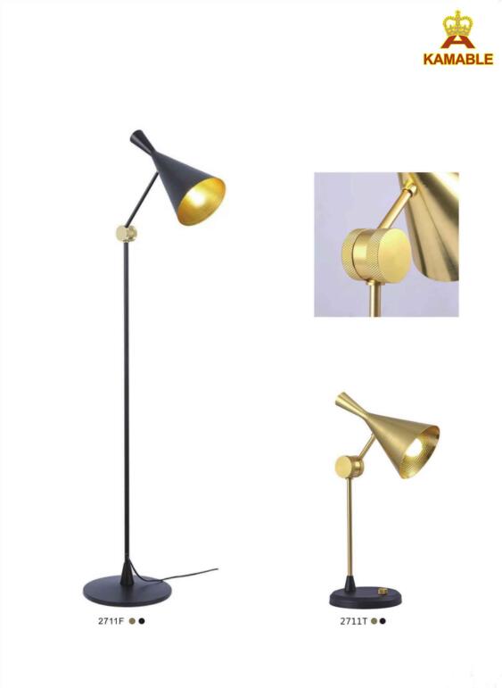 Gold curved aluminum indoor decorative table lamp (KA2711T/gold)