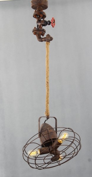 Antique Grass Classical Air Fan Shape Hemp Rope Floor Lamp (KW0020F-5)