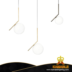 Hot sell white glass metal pendant lamp (9137P) 