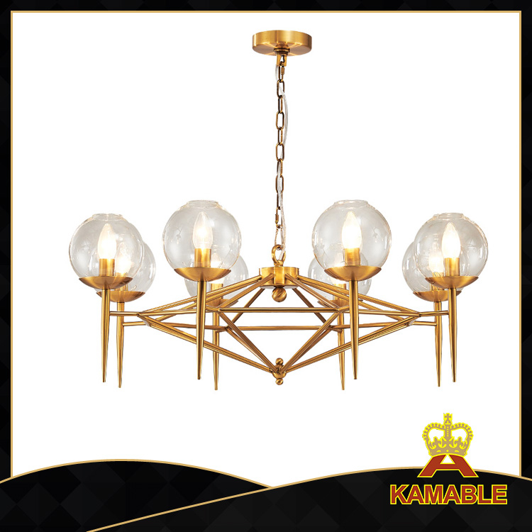 Traditional Lobby metal glass pendant light(GD18131P-L8)