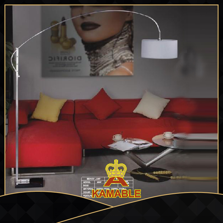 Modern Carbon Steel Fabric Marble Arc Floor Lamp (298F)