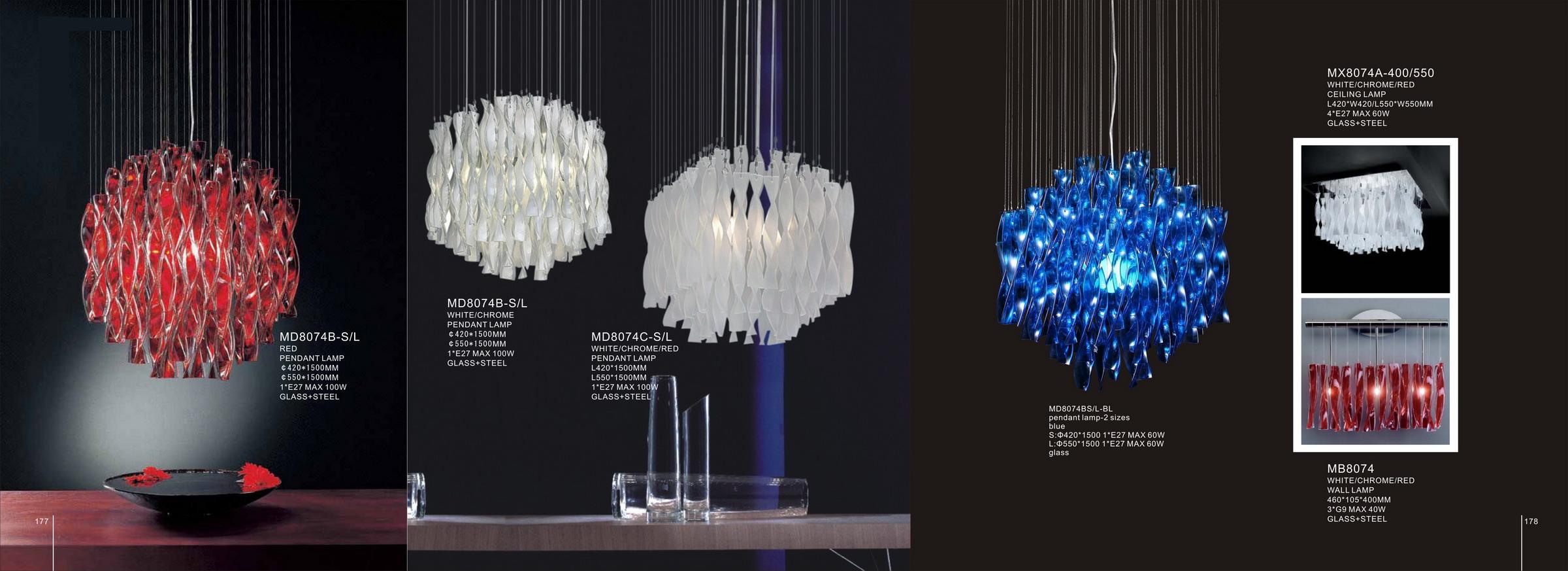 Blazing glass decorative modern indoor pendant light (MD8074BS-W ) 