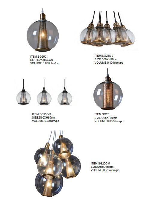 Industrial hanging lighting glass pendant light vintage pending lamp (SG25S-7)