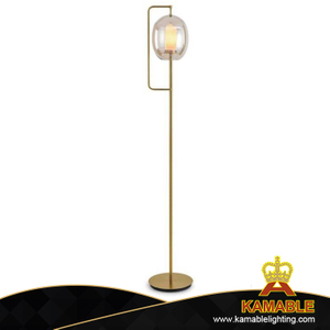 Amber Glass Shade Livingroom Iron Floor Light (KA9939F/gold)