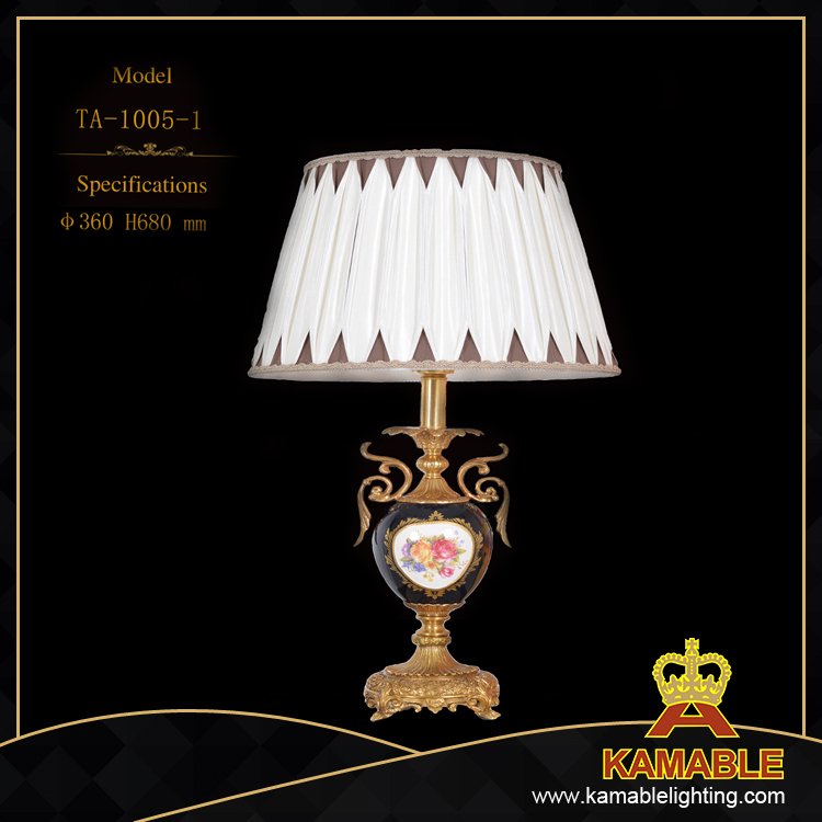 European style brass material antique table lamp for living room (TA-1005-3+1)
