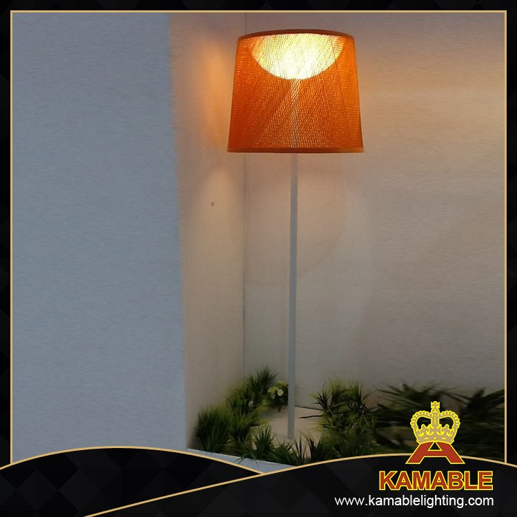 Modern Aluminium Floor Lamp White Fabric Lampshade (2158F2)