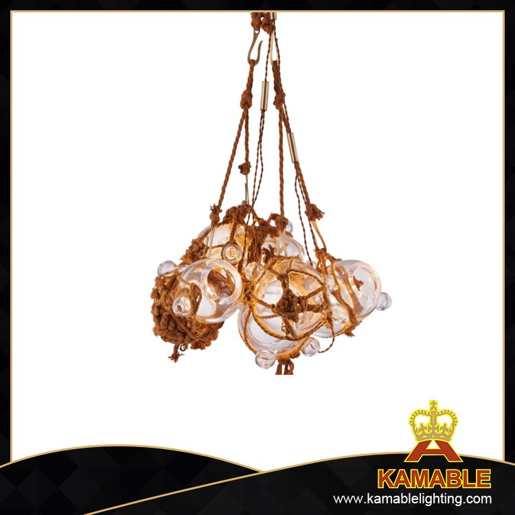 Industrial hanging lamp hemp rope crystal chandelier(MD10993-1LS+2SS)